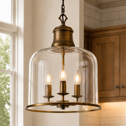 Sander Farmhouse Vintage Bell Clear Glass Pendant Light