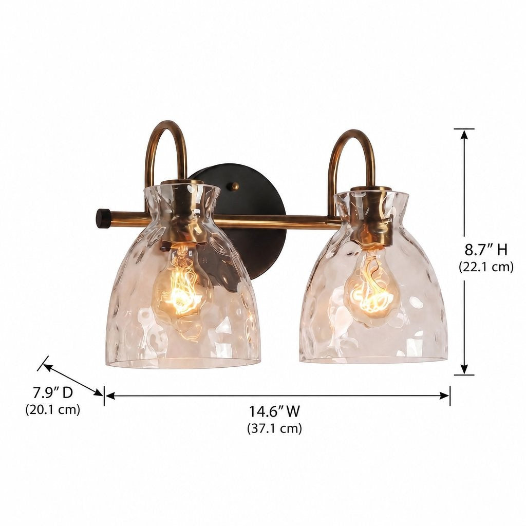 Brant Modern Hammered Glass Dome Vanity Wall Light