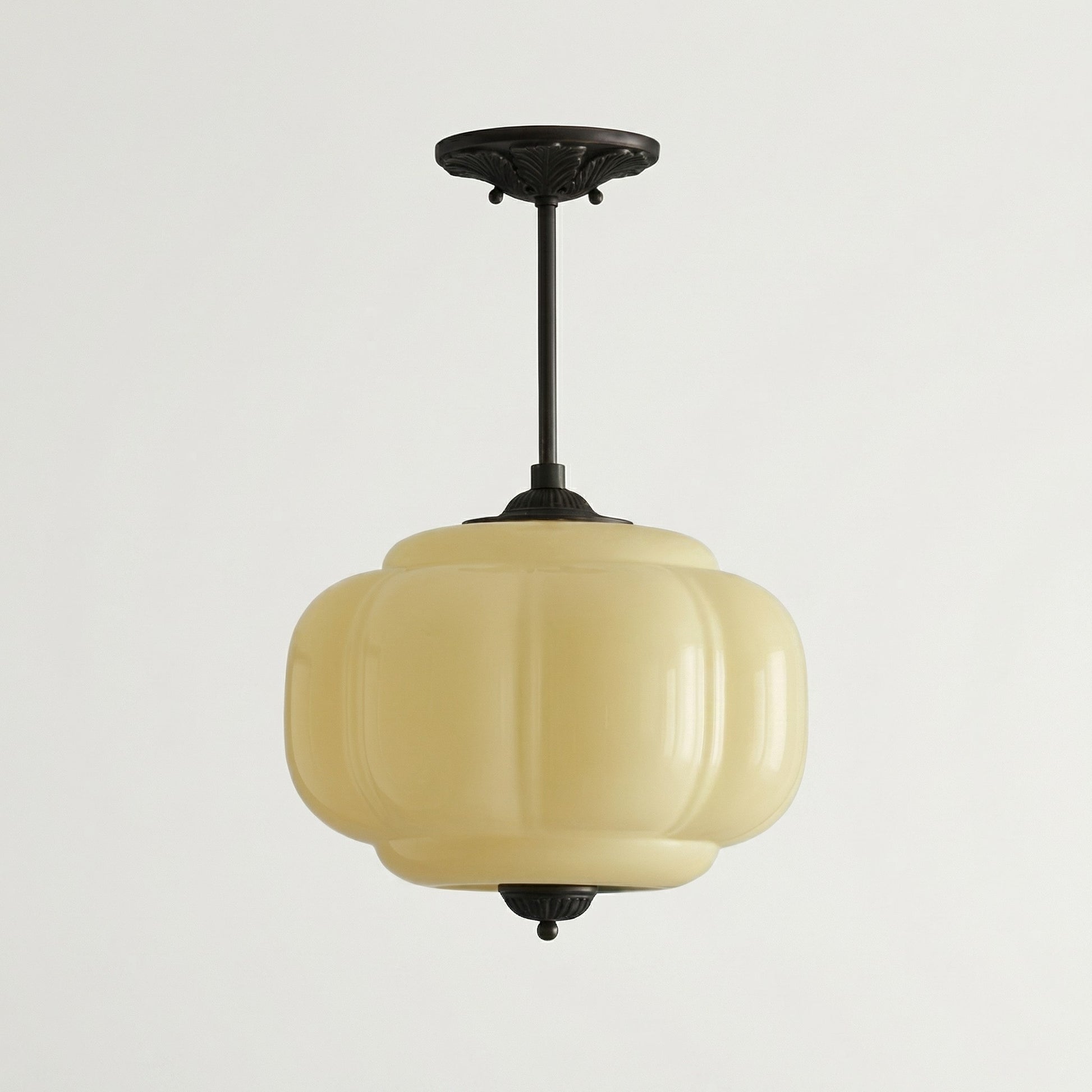 Vortan Antique Brass Green Glass Semi-Flush Mount Eloise Pendant Lamp