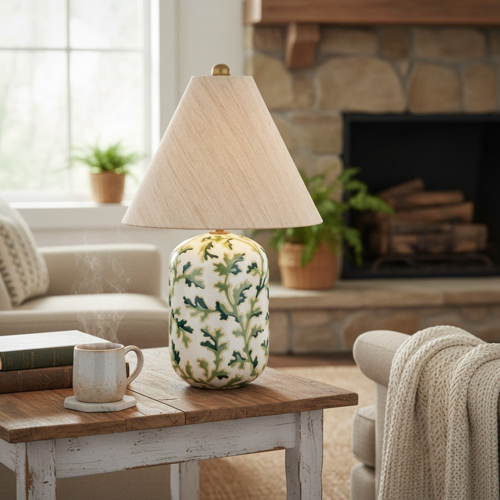 Thalira Vintage Ceramic Linen Table Lamp