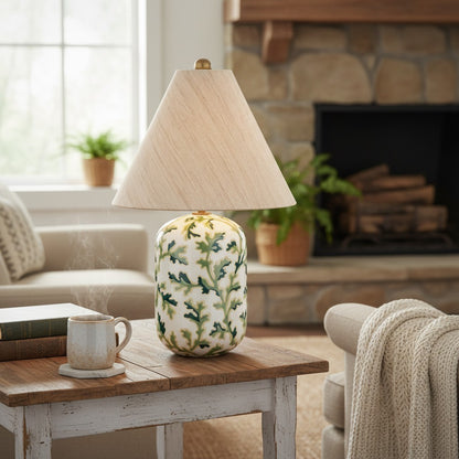 Thalira Vintage Ceramic Linen Table Lamp