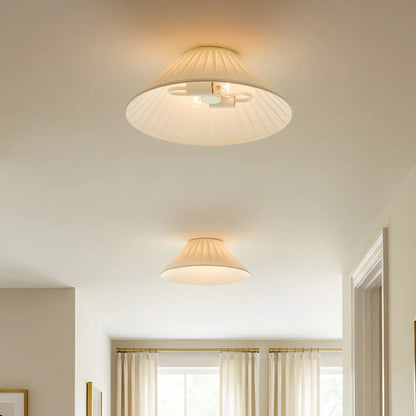 Zephiris Vintage Pleated Fabric Cone Ceiling Light