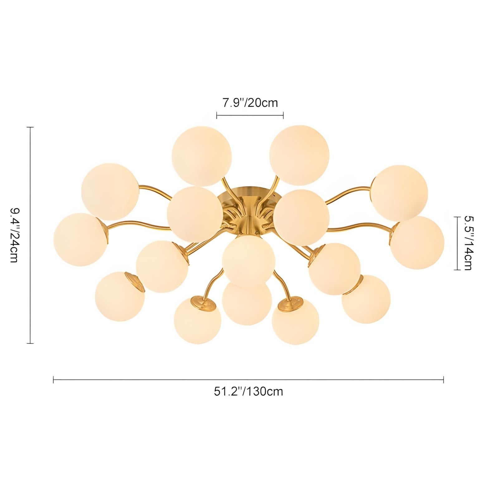 Anwen Mid Century Glass Brass Sputnik Bubble Chandelier