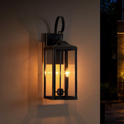 Phelon Large Black Metal Lantern Outdoor Wall Sconce