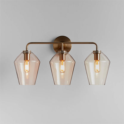 Konig Minimalist 3-Light Brass Glass Wall Light