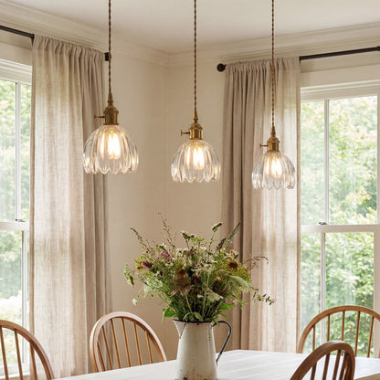 Ivana Retro Copper and Glass Tulip Pendant Light