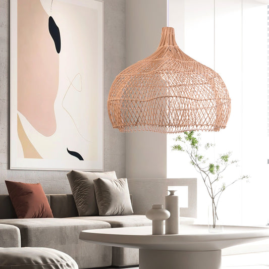 Janvi Rustic Farmhouse Style Rattan Novelty Pendant Light