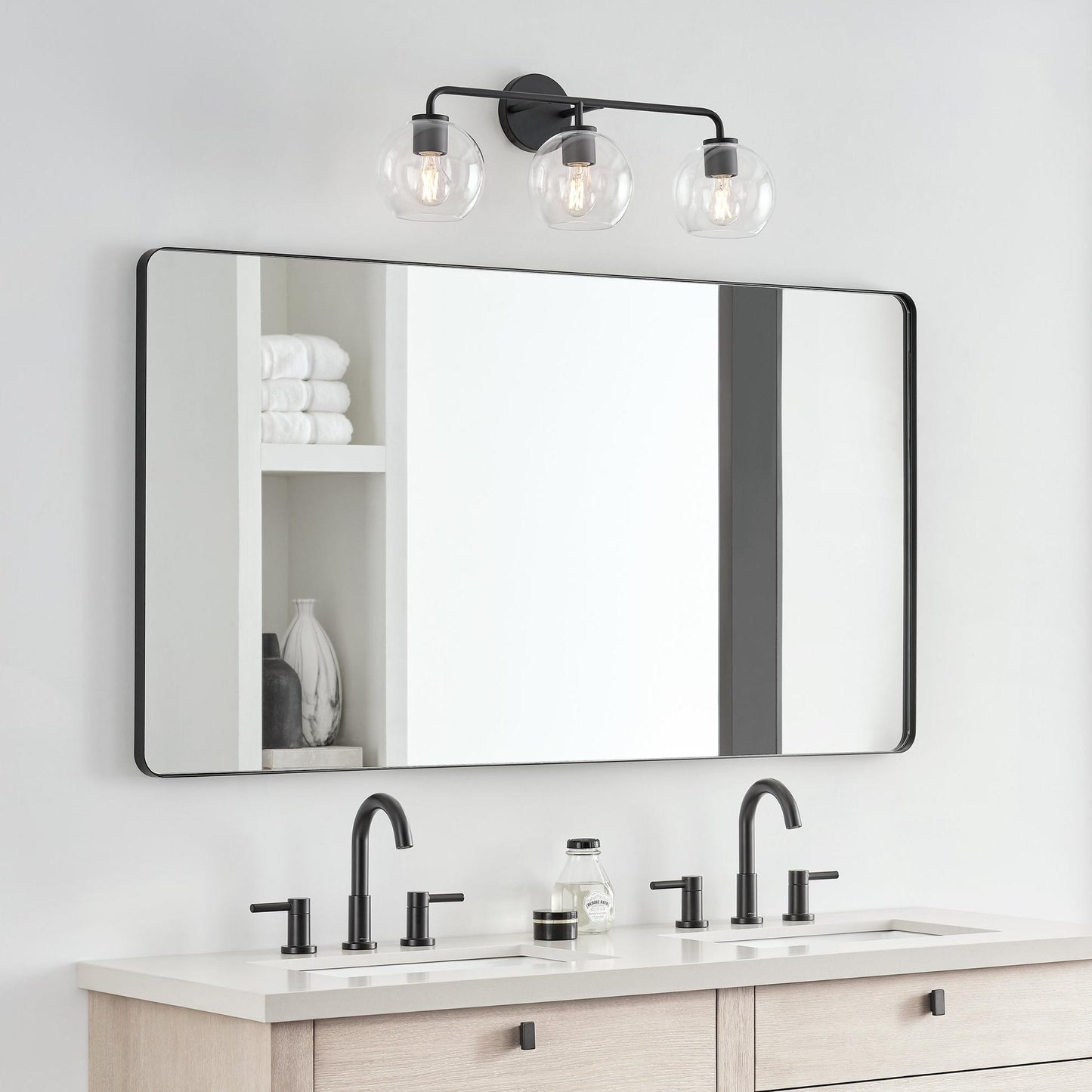 Ericka Farmhouse 3 Light Glass Globe Vanity Light