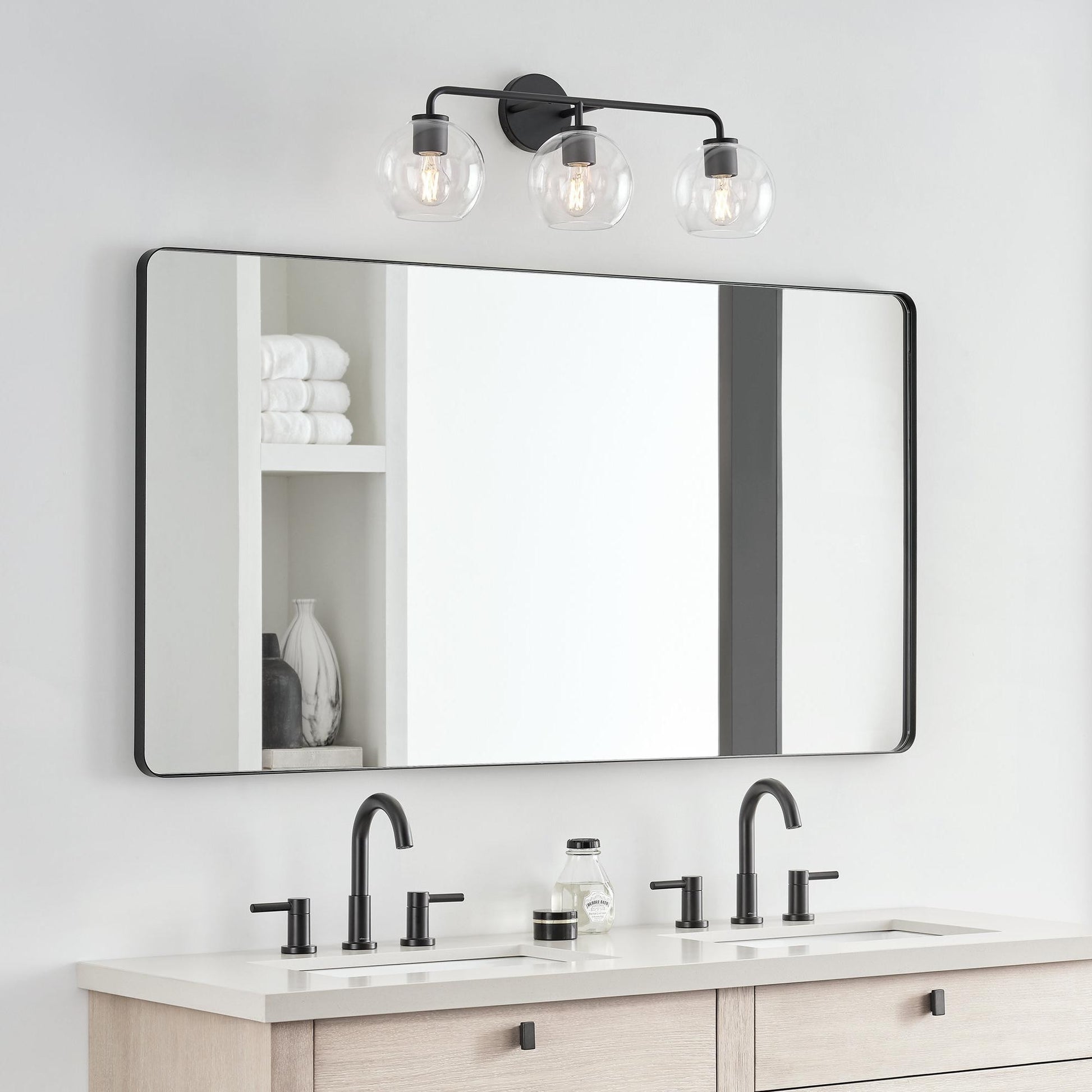 Ericka Farmhouse 3 Light Glass Globe Vanity Light