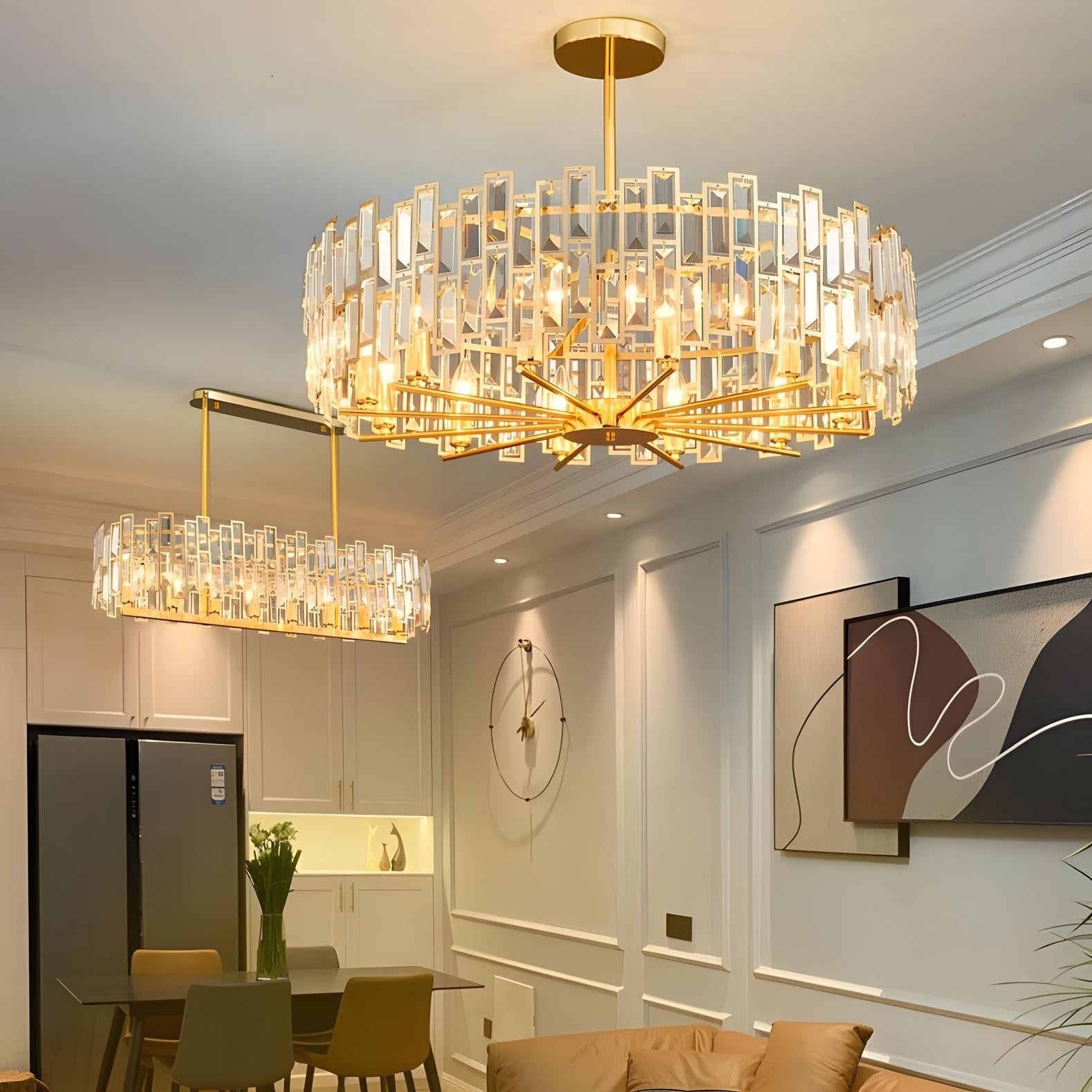 Quirin Luxurious Gold Round Crystal Chandelier
