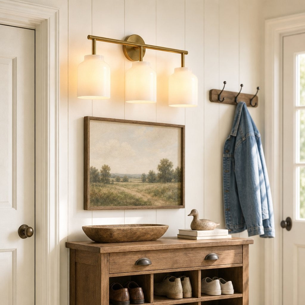 Drilon Modern 3-Light Milk Glass Bathroom Sconce