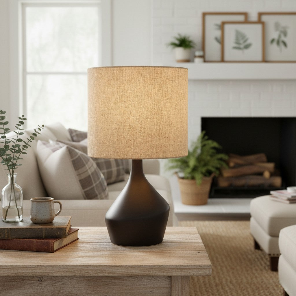 Daphne Vintage Ceramic Linen Shade Table Lamp