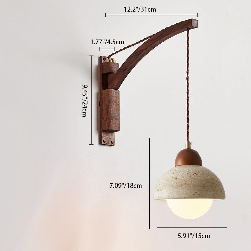 Josiah Modern Solid Wood Travertine Wall Lamp