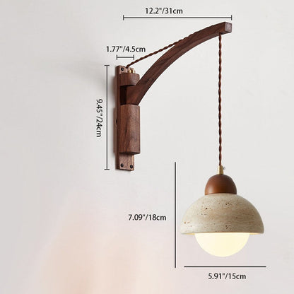 Josiah Modern Solid Wood Travertine Wall Lamp