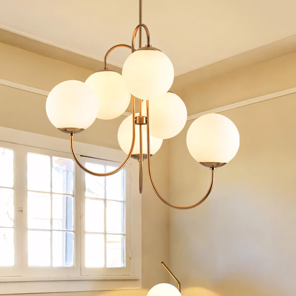 Vekton Vintage Glass Globe Gooseneck Chandelier