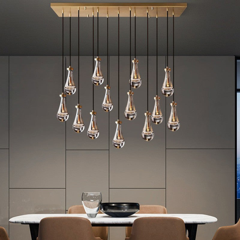 Peregrine Modern All-copper Crystal Raindrop Linear Chandelier