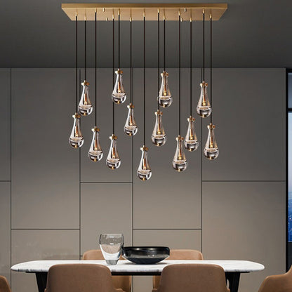 Peregrine Modern All-copper Crystal Raindrop Linear Chandelier