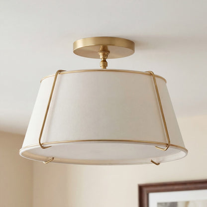 Hesperia Fabric Drum Shade Semi Flush Mount