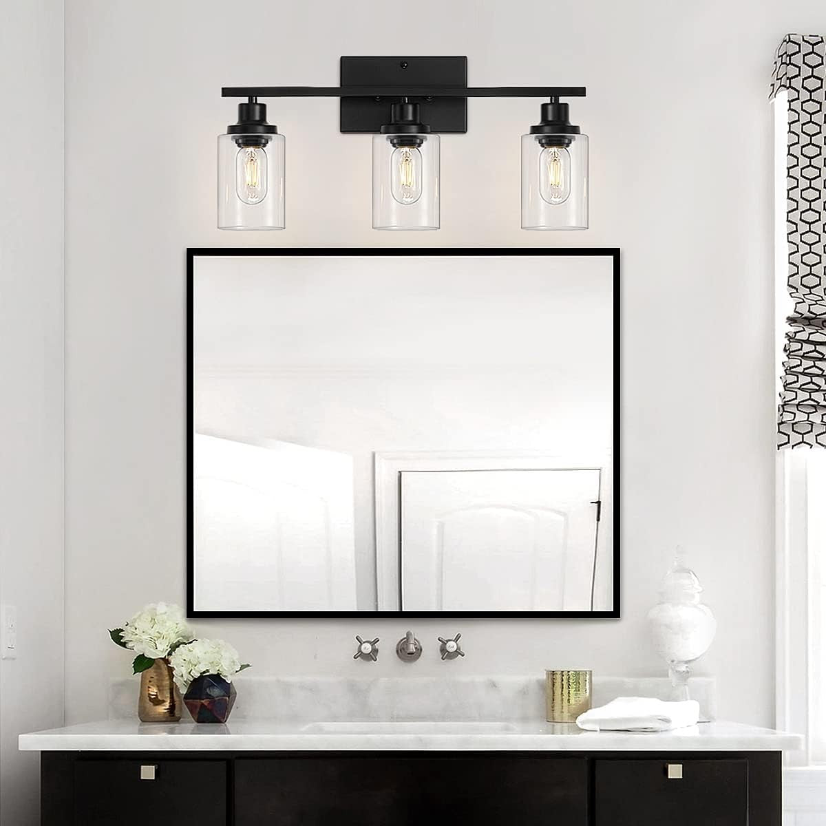 Lynor Classic Farmhouse Clear Glass Triple Sconce