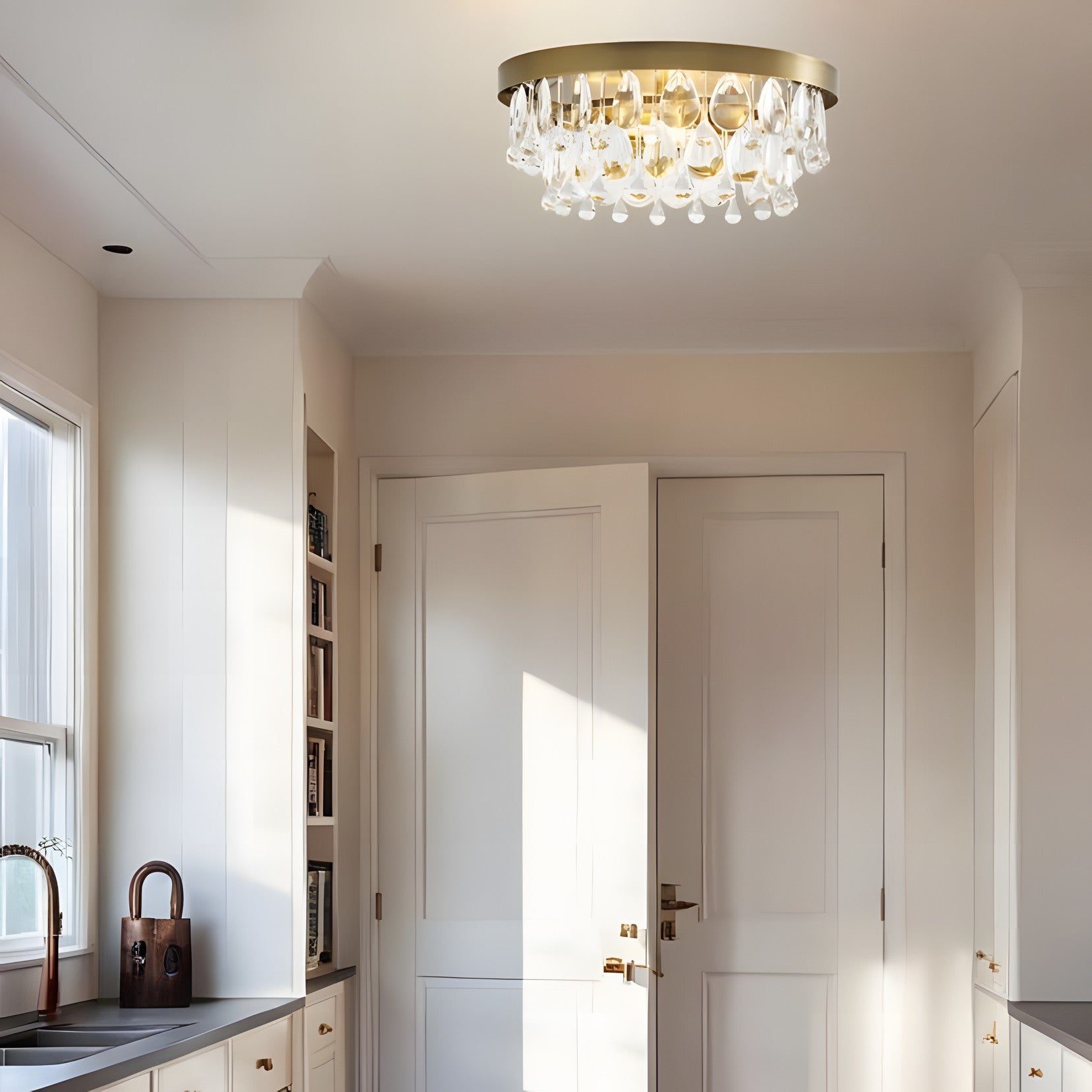 Thalassa Glass Teardrops Crystal Flush Mount Light