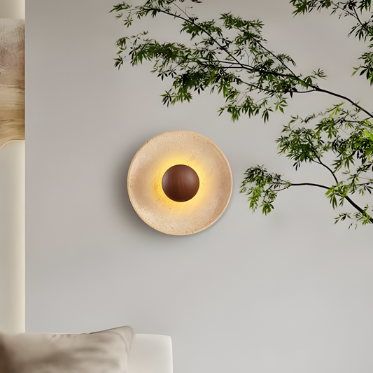 Jannik Wabi-Sabi LED Travertine Round Wall Light