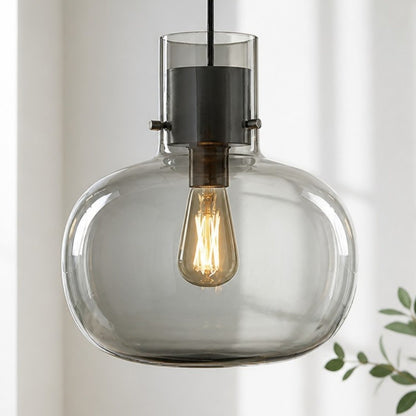 Dravon Minimalist Amber Glass Bottle Pendant Light