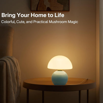 Evinth Mini Colorful Ceramic Base Mushroom Table Lamp