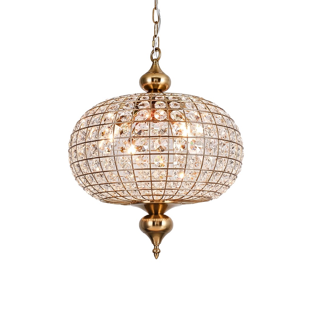 Dion Luxury Antique Brass French Country Crystal Large Chandelier