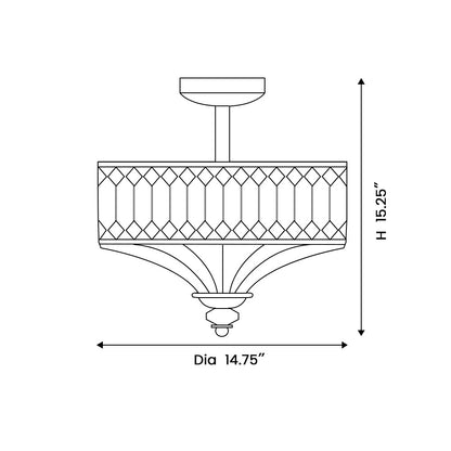 Parnika Luxury Carved Crystal Drum Semi Flush Chandelier