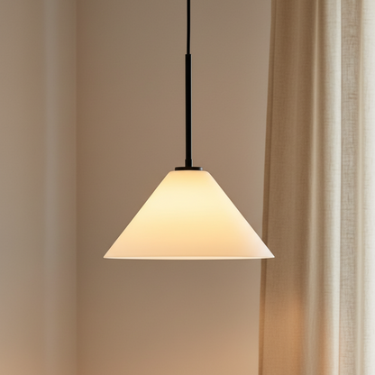 Nori Minimalist Brass Glass Cone Pendant Light