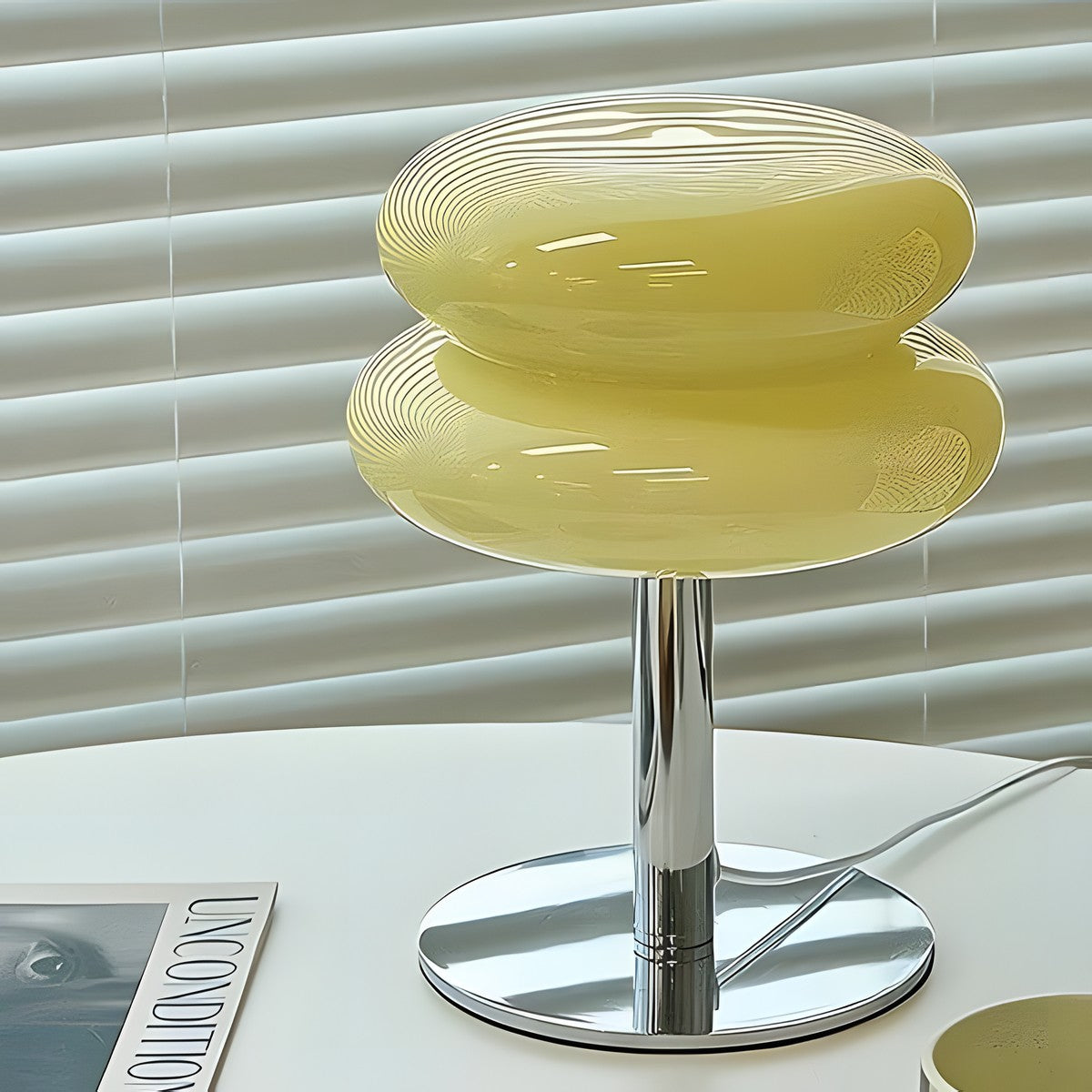 Josie Cream Glass Bauhaus Style Table Lamp
