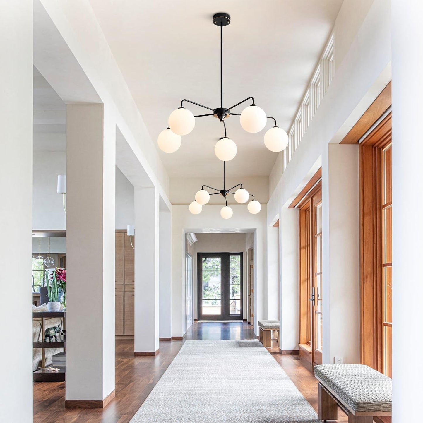 Maytoni Modern 5 Lights White Glass Globe Chandelier