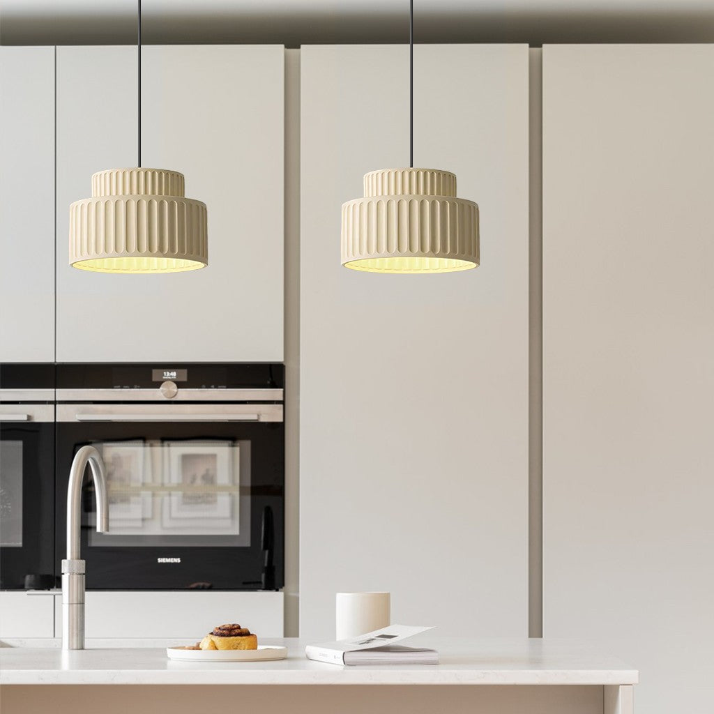 Brisby Striped Frosted Fluted Ceramic Pendant Light