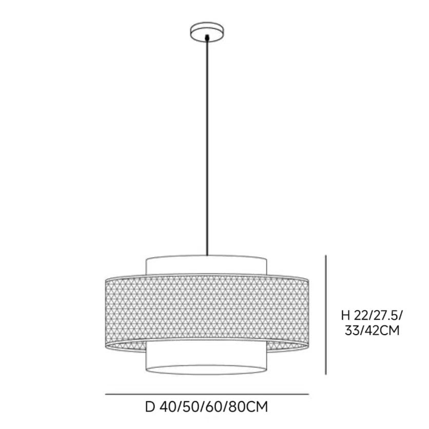 Nivara Rattan Linen Double Drum Pendant Light