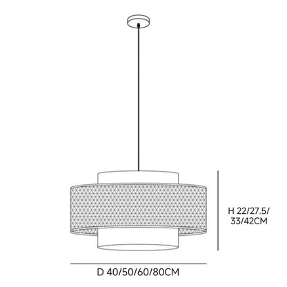 Nivara Rattan Linen Double Drum Pendant Light