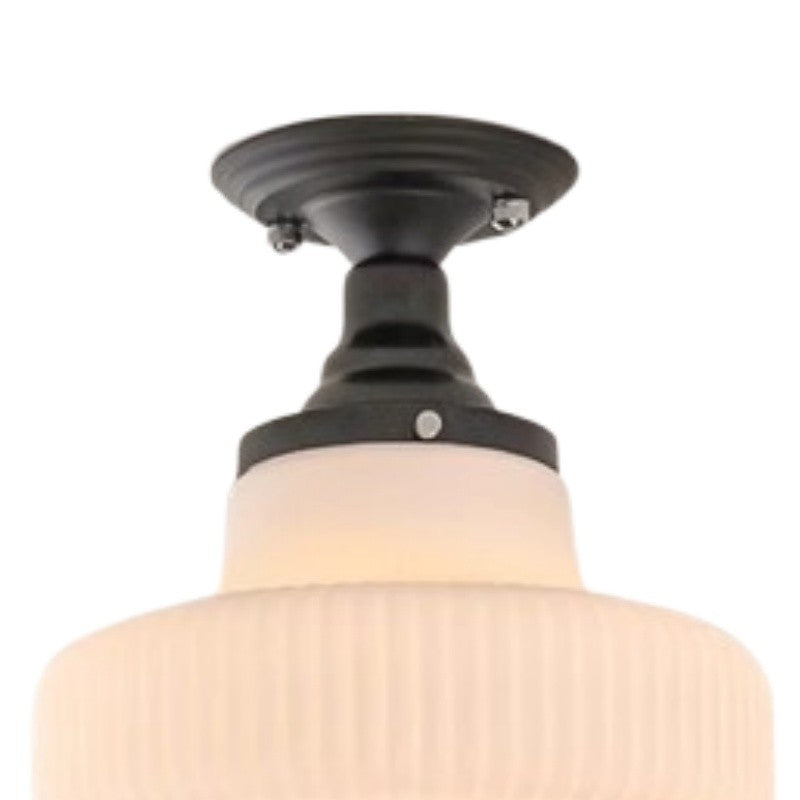 Iveria Striped Milk Glass Schoolhouse Flush Mount Ceiling Light