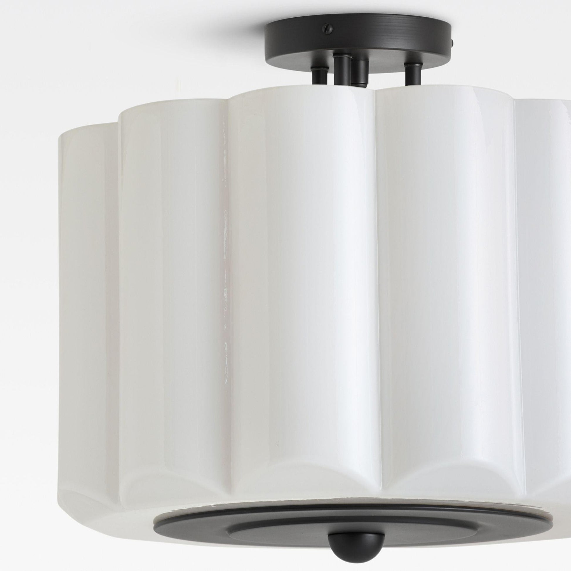 Hanahs Farmhouse Milk Glass Scalloped Shade Ceiling Light