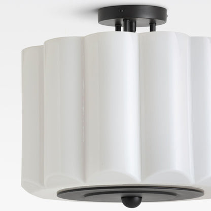 Hanahs Farmhouse Milk Glass Scalloped Shade Ceiling Light