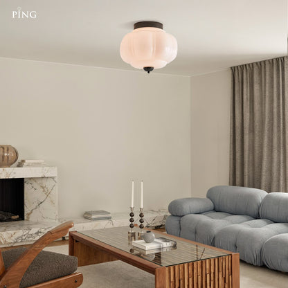 Ozita Retro Milk Glass Semi Flush Mount Eloise Ceiling Light