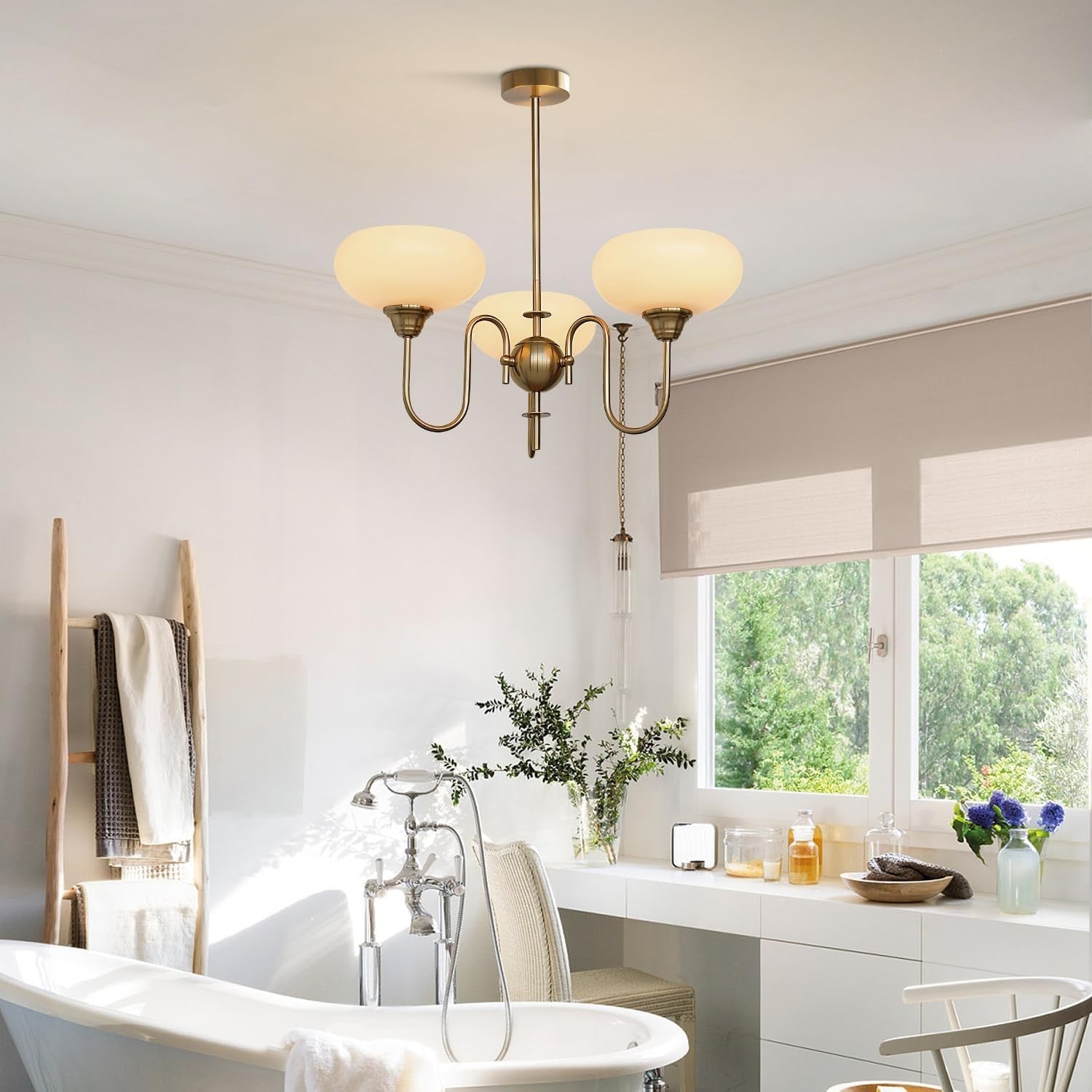 Luna Cream White Bubble Glass Chandelier