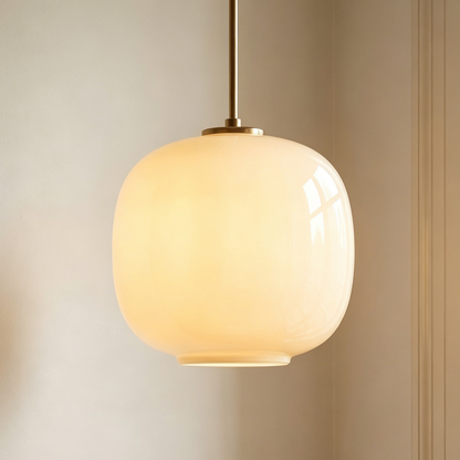 Louis Cream Stained Glass Globe Pendant Light