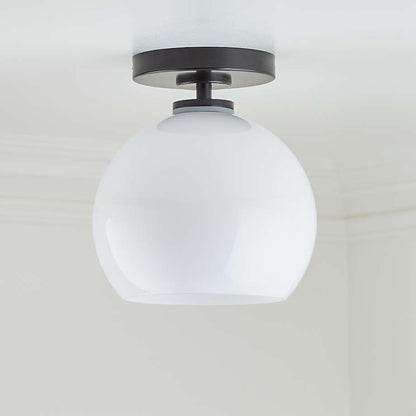 Pawson Minimalist Round Glass Brass Flush Mount Ceiling Light