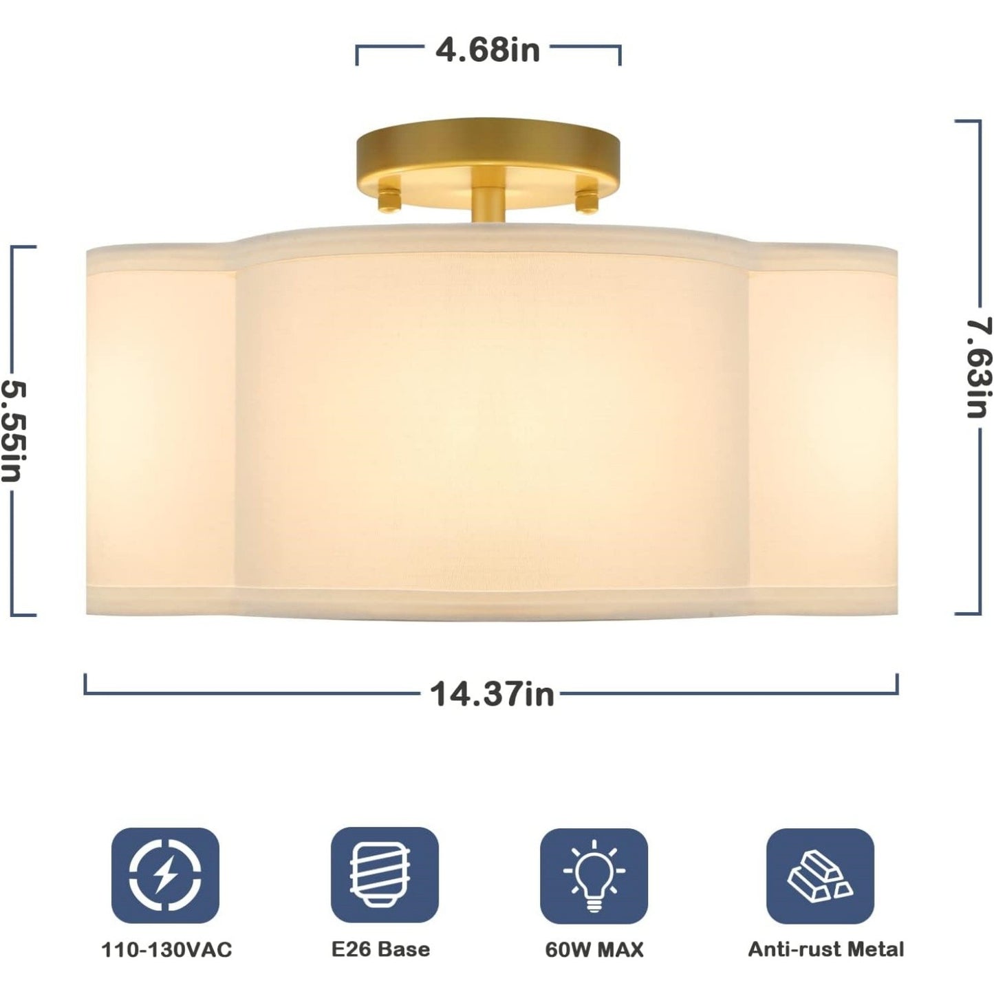 Lisi Modern Fabric Semi Flush Mount Ceiling Light