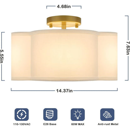 Lisi Modern Fabric Semi Flush Mount Ceiling Light