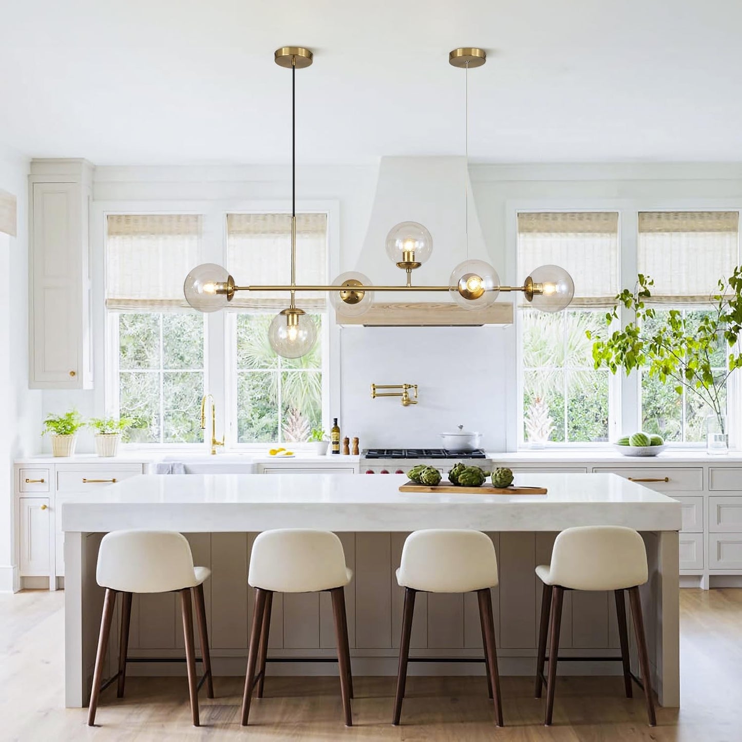 Celestina 6 Light Linear Glass Orb Pendant Light