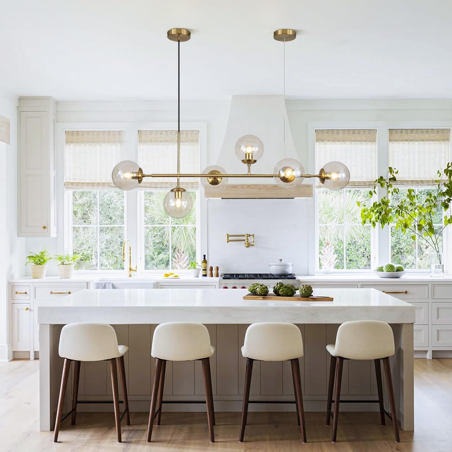 Celestina 6 Light Linear Glass Orb Pendant Light