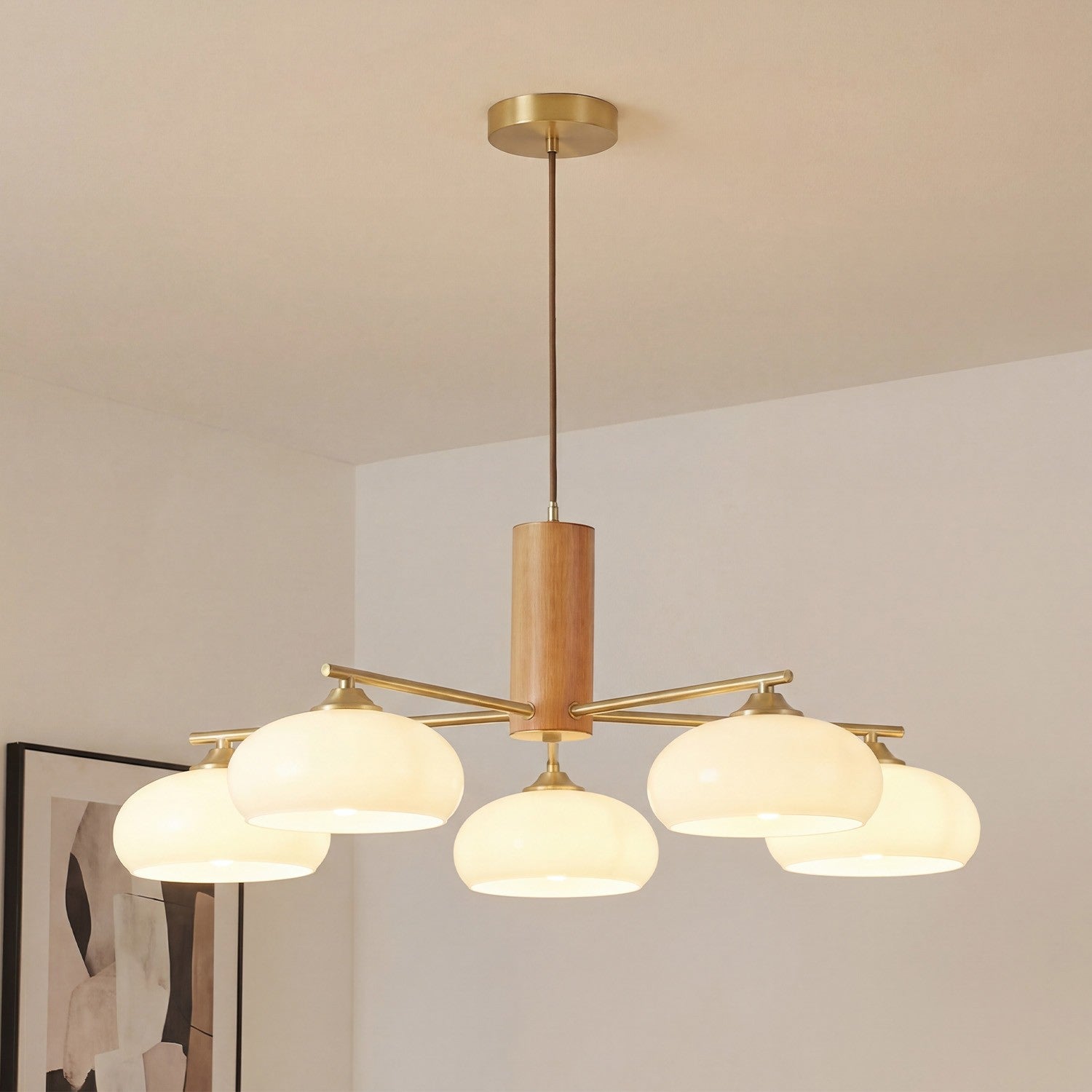 Xanthea Elliptical Persimmon Milk Glass Chandelier
