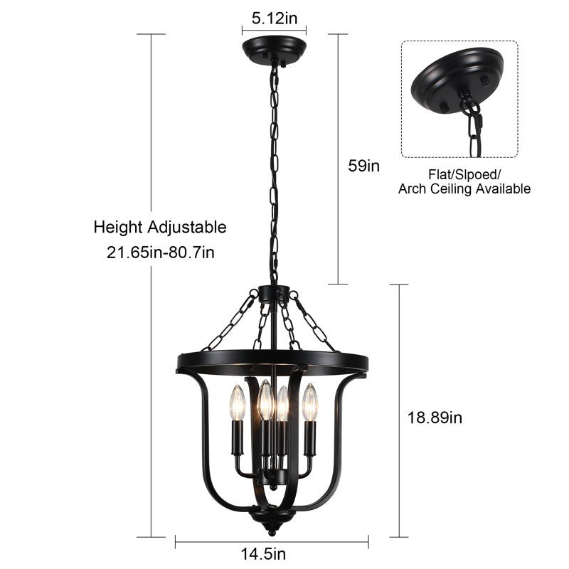 Richardson Industrial Black Wrought Iron Cage Pendant Light