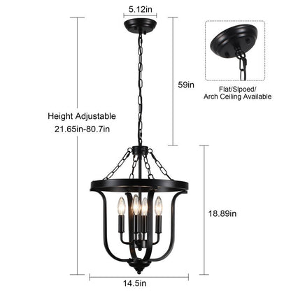 Richardson Industrial Black Wrought Iron Cage Pendant Light