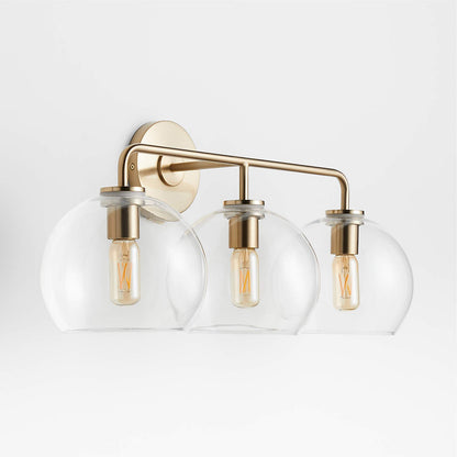 Konig Minimalist 3-Light Round Shade Brass Glass Wall Light